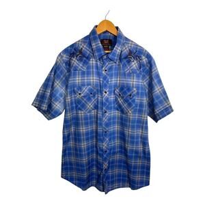 Painted Mesa Men's Double Side Embroidery Western Pearl Snap Shirt Plaid XL